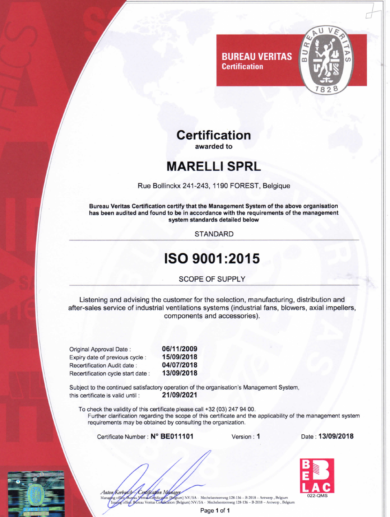 Marelli ISO9001 2015 BV BE11101 Marelli ISO9001 2015 BV BE11101